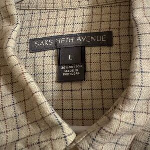 Saks Fifth Avenue Beige Checkered Shirt